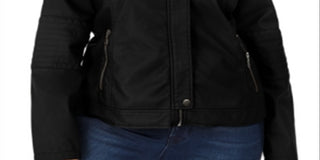 Maralyn & Me Junior's Faux Leather Moto Jacket Black Size 2X