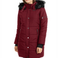 Maralyn & Me Junior's Faux Fur Trim Hooded Puffer Coat Maroon Size Medium