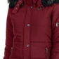Maralyn & Me Junior's Faux Fur Trim Hooded Puffer Coat Maroon Size Medium