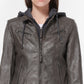 Maralyn & Me Junior's Layered Look Faux Leather Coat Gray Size X-Large