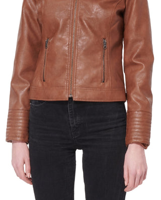 Maralyn & Me Junior's Faux Leather Jacket Brown Size Small