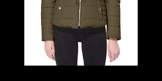 Maralyn & Me Junior's Faux Trim Hooded Puffer Coat Black Size Medium