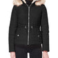 Maralyn & Me Junior's Faux Trim Hooded Puffer Coat Black Size Medium