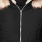 Maralyn & Me Junior's Faux Trim Hooded Puffer Coat Black Size Medium