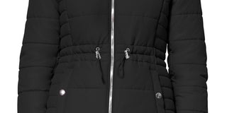 Maralyn & Me Junior's Faux Trim Hooded Puffer Coat Black Size Medium