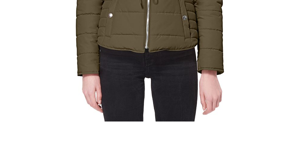 Maralyn & Me Junior's Faux Fur Trim Hooded Green Size X-Large