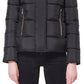 Maralyn & Me Junior's Hooded Faux Fur Trim Puffer Coat Black Size X-Small