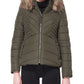Maralyn & Me Junior's Faux Fur Trim Hooded Puffer Coat Gray Size Large