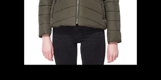 Maralyn & Me Junior's Faux Fur Trim Hooded Puffer Coat Gray Size Large