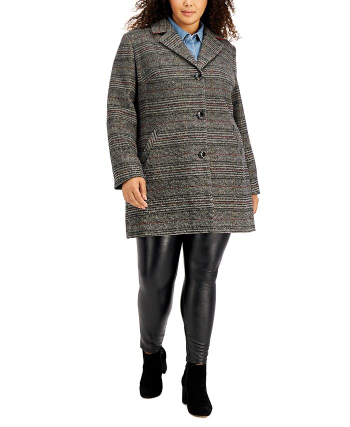 Maralyn & Me Women's Single Breasted Reefer Coat Black Size 3X