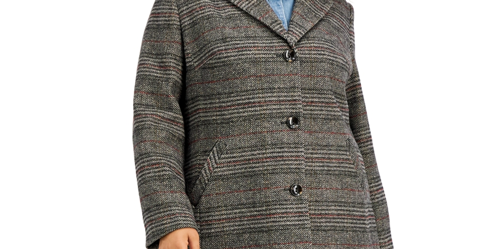 Maralyn & Me Women's Single Breasted Reefer Coat Black Size 3X