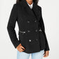 Maralyn & Me Women's Double Breasted Peacoat Black Size Small