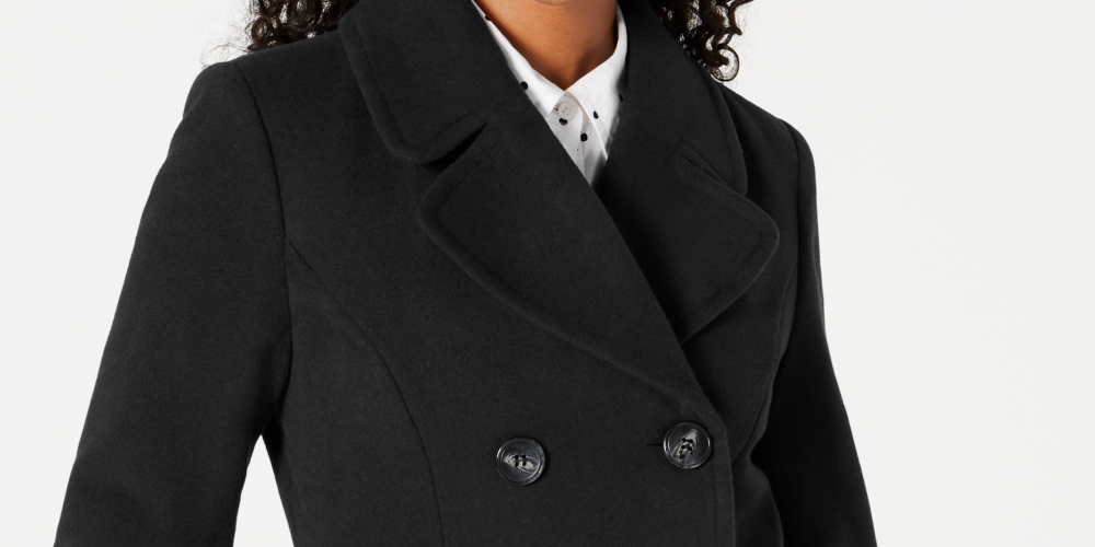 Maralyn & Me Women's Double Breasted Peacoat Black Size Small