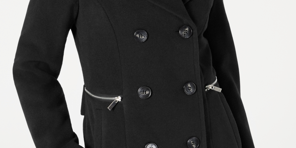 Maralyn & Me Women's Double Breasted Peacoat Black Size Small