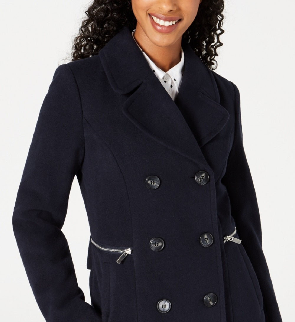 Maralyn & Me Junior's Double Breasted Peacoat Blue Size XX-Large