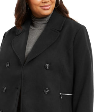 Maralyn & Me Juniors' Double Breasted Peacoat Black Size 1X