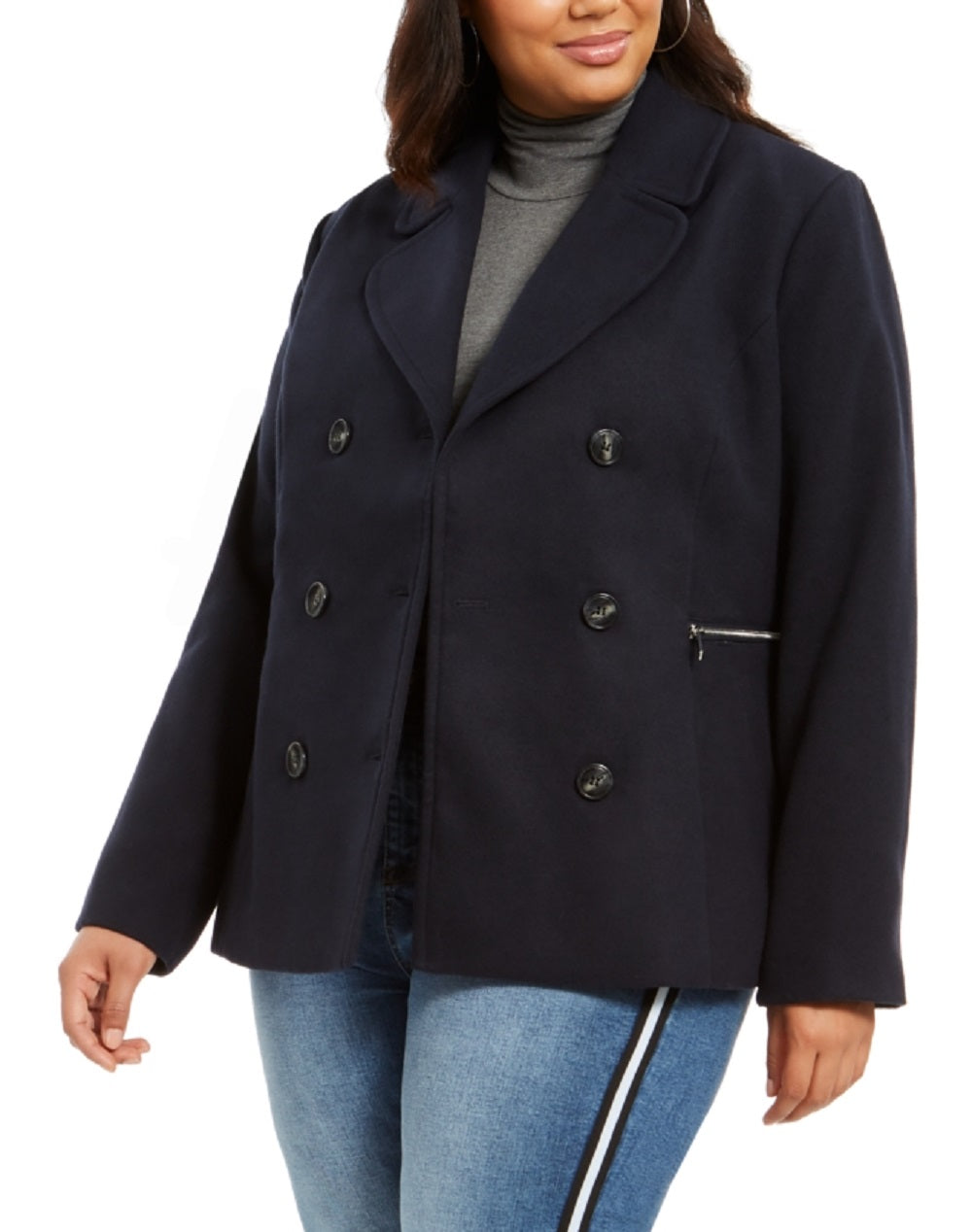 Maralyn & Me Junior's Double Breasted Peacoat Blue Size 3X