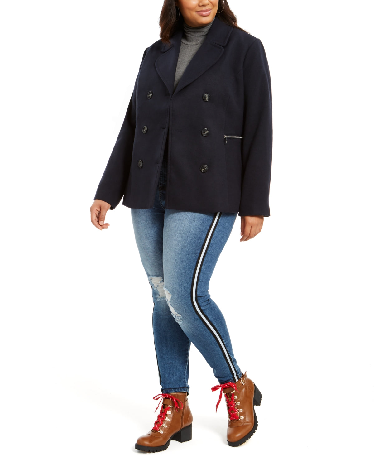 Maralyn & Me Junior's Double Breasted Peacoat Blue Size 3X