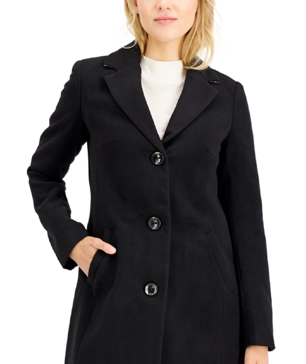 Maralyn & Me Junior's Single Breasted Reefer Coat Black Size XX-Large