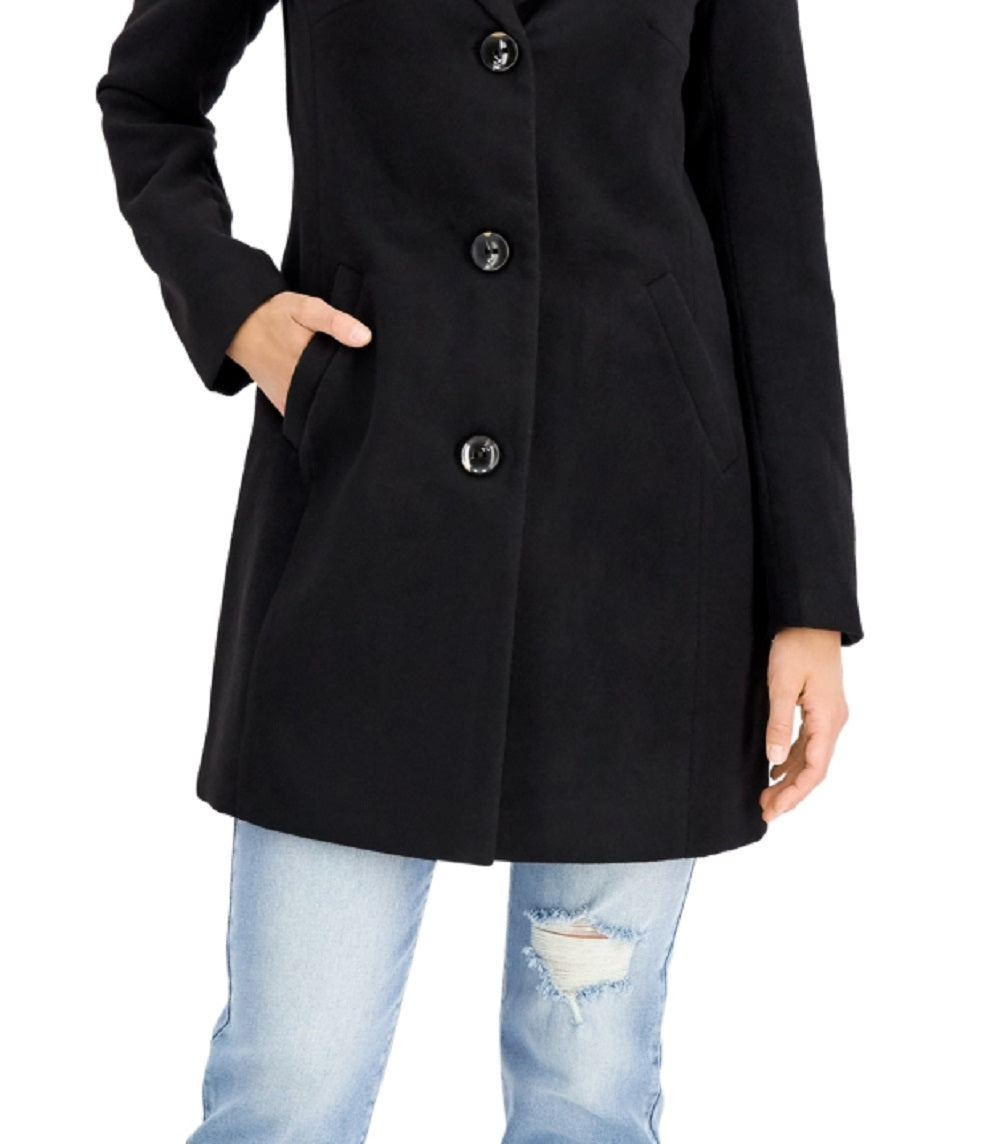 Maralyn & Me Junior's Single Breasted Reefer Coat Black Size XX-Large