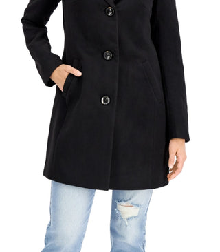 Maralyn & Me Junior's Single Breasted Reefer Coat Black Size XX-Large