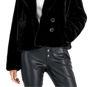 Maralyn & Me Junior's Reversible Faux Fur Coat Black Size Medium