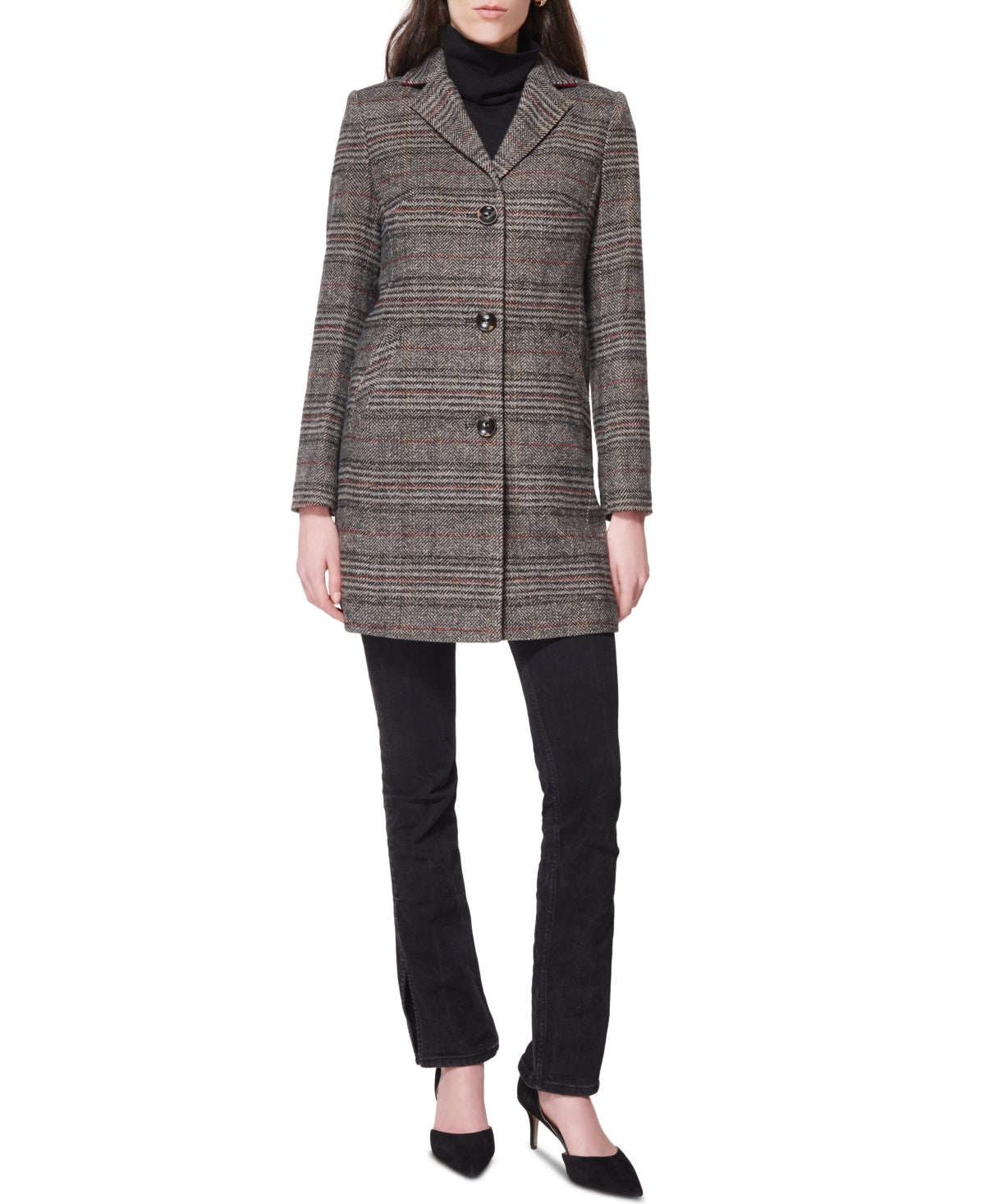 Maralyn & Me Junior's Single Breasted Reefer Coat Black Size Small