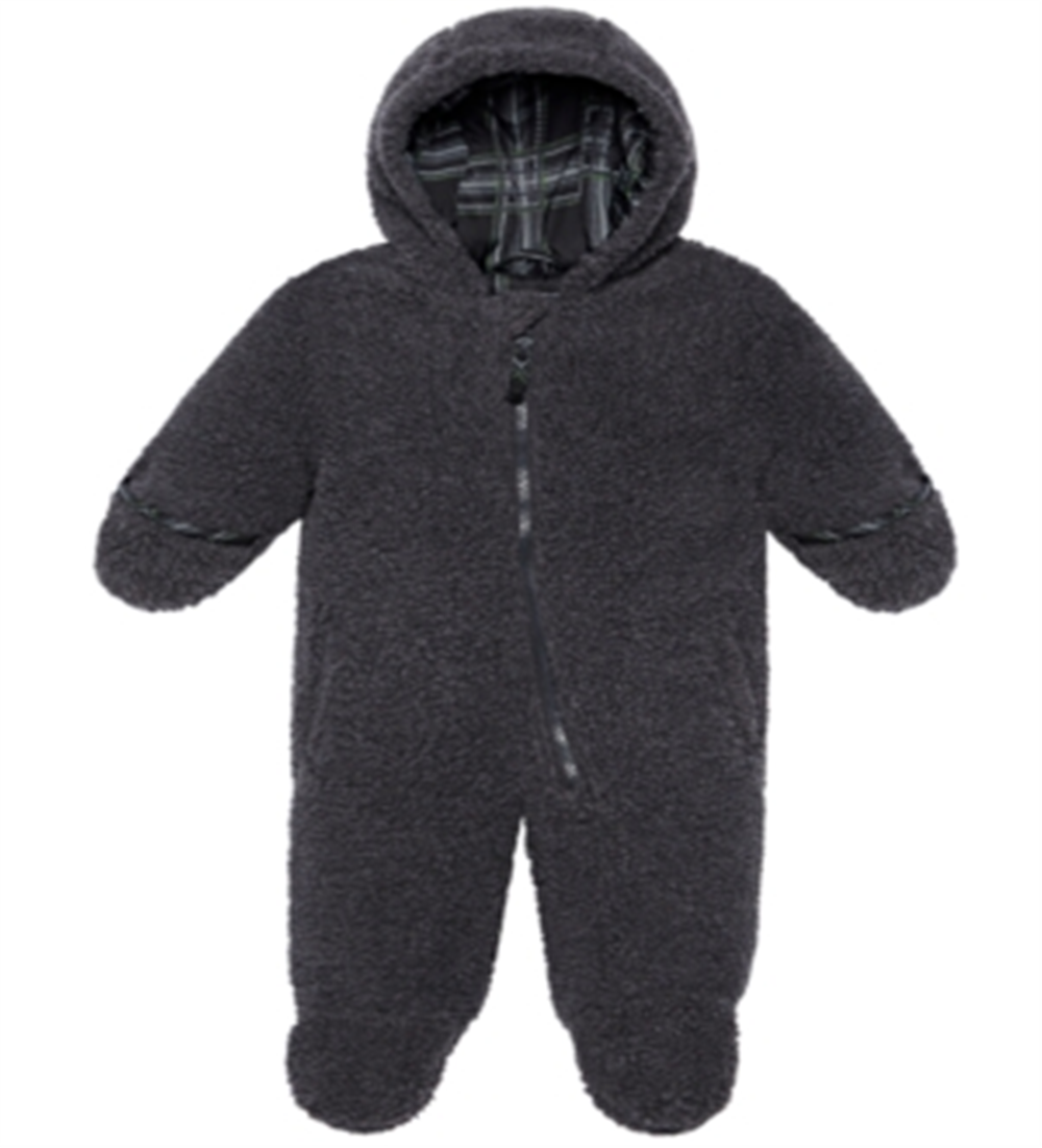 S Rothschild & Co Infant Boy's Faux Sherpa Footed Pram Hooded Gray Size 9MOS