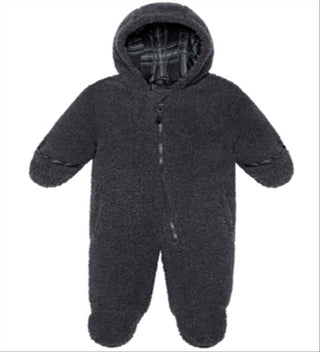 S Rothschild & Co Infant Boy's Faux Sherpa Footed Pram Hooded Gray Size 9MOS