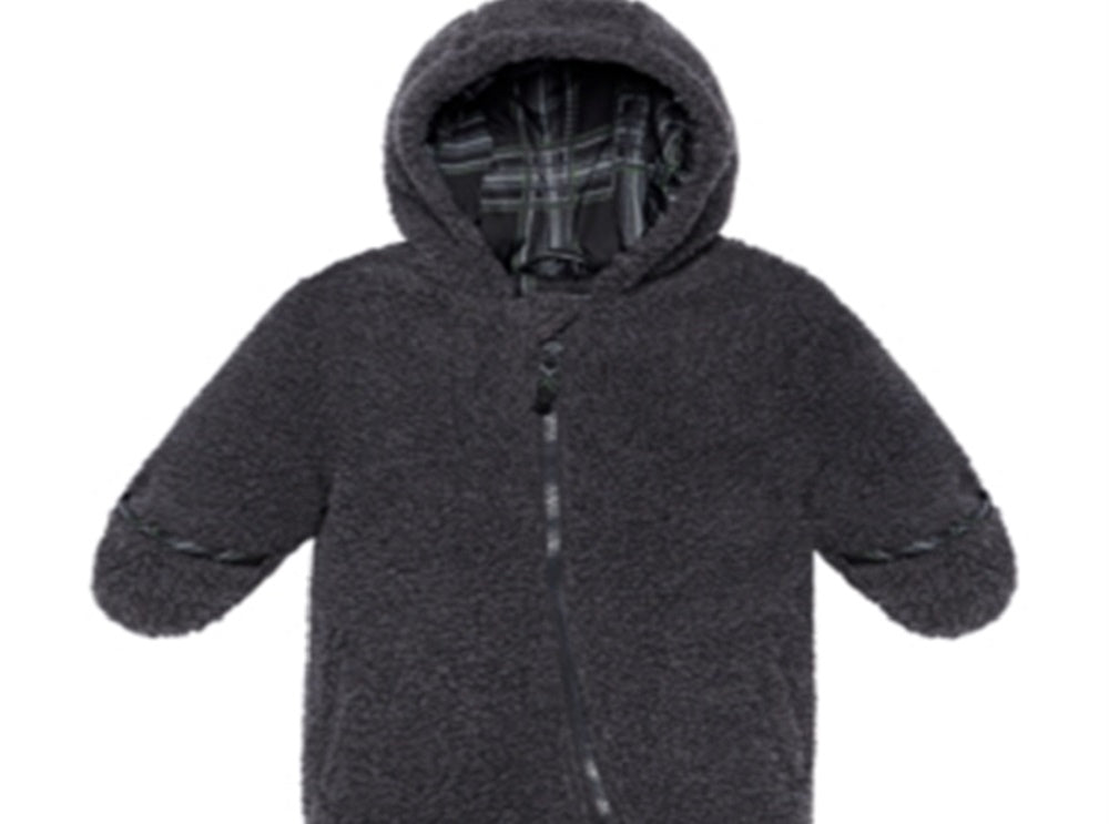 S Rothschild & Co Infant Boy's Faux Sherpa Footed Pram Hooded Gray Size 9MOS