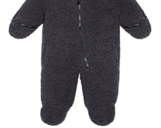 S Rothschild & Co Infant Boy's Faux Sherpa Footed Pram Hooded Gray Size 9MOS