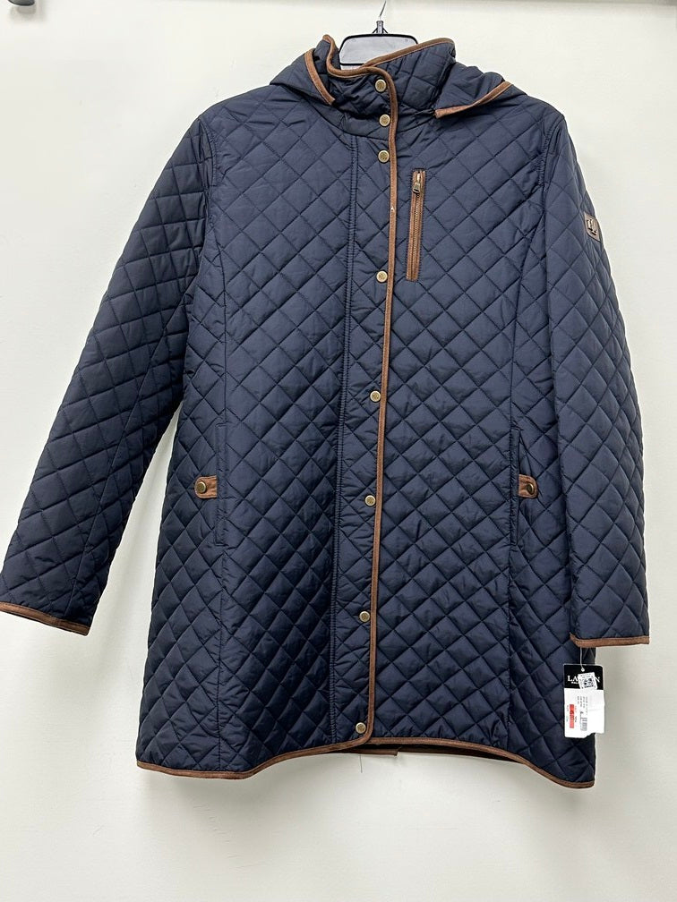 Lauren Ralph Lauren Women's Faux-Suede-Trim Quilted Coat, Dark Navy Size XXL