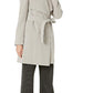 Ralph Lauren Women's Belted Drape Front Coat Gray Size Large