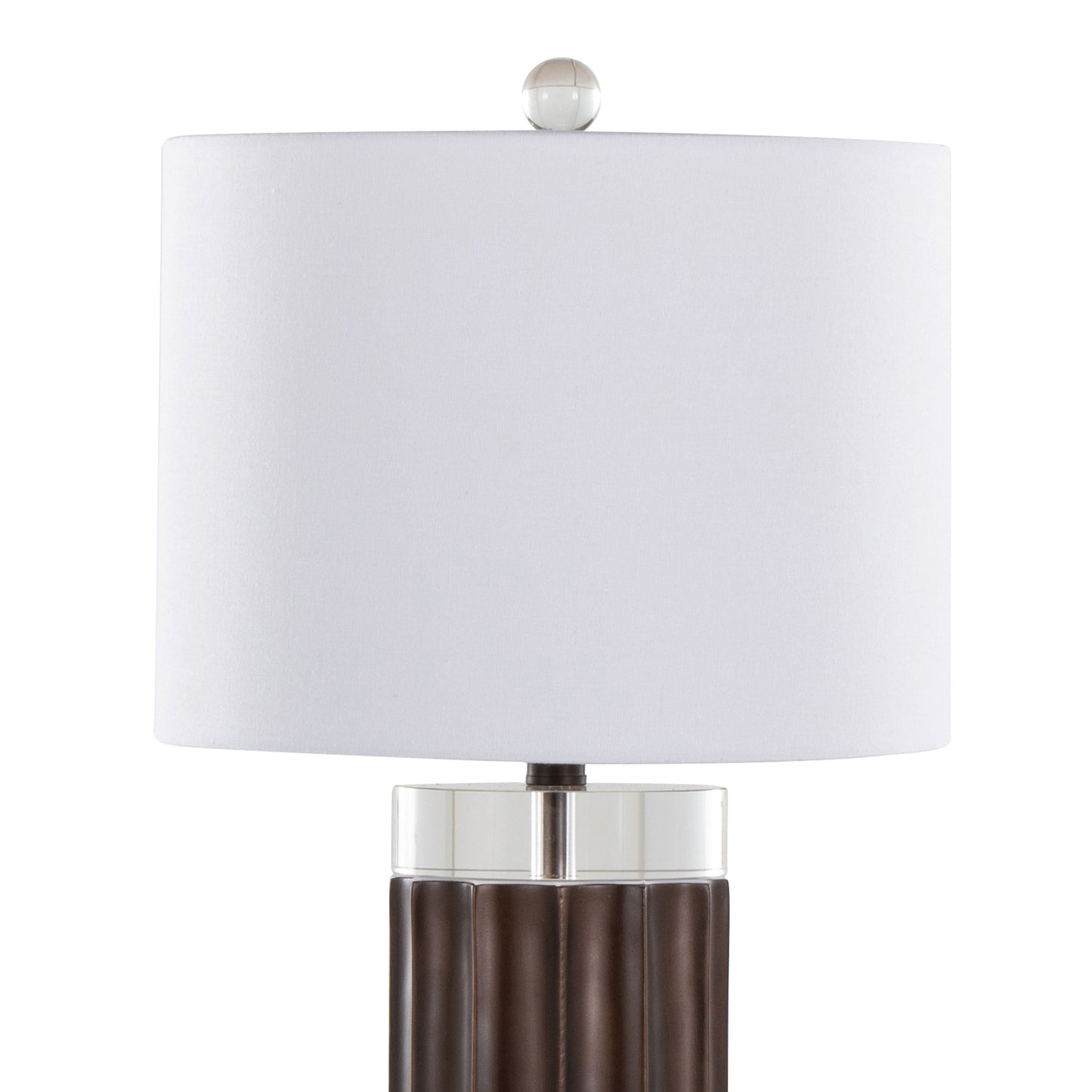 Cylinder Fluted Contemporary Polyresin Table Lamp Set of 2
