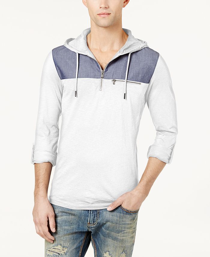 INC International Concepts Men's Quarter Zip Hoodie White Size M