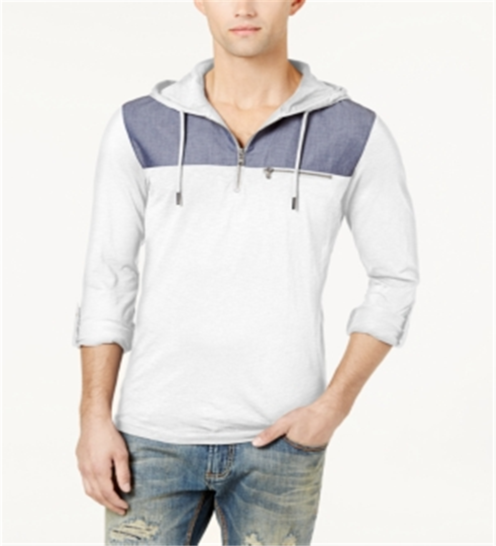 INC International Concepts Men's Quarter Zip Hoodie White Size M