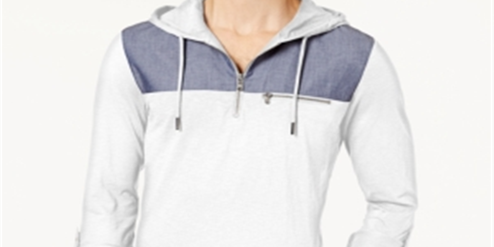 INC International Concepts Men's Quarter Zip Hoodie White Size M
