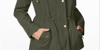 Charter Club Women's Water Resistant Hooded Anorak Jacket Green Size Small