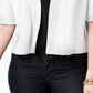 JM Collection Women's Cropped Button Detail Cardigan White Size X-Large