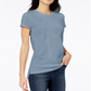 Maison Jules Women's Short Sleeve Crew Neck Hi Lo Top Blue Size X-Small