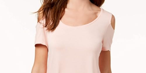 JM Collection Women's Orange Cold-Shoulder T-Shirt Size Large