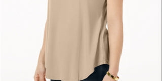 JM Collection Women's Scoop Neck Top Beige Size Large