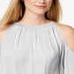 Alfani Women's Long Sleeve Jewel Neck Top Gray Size Small