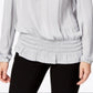 Alfani Women's Cold Shoulder Long Sleeve Jewel Neck Top Gray Size Large