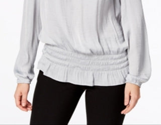 Alfani Women's Cold Shoulder Long Sleeve Jewel Neck Top Gray Size Large