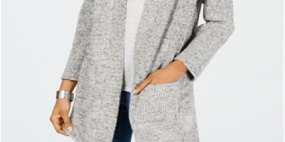 Style & Co Women's Open Front Completer Cardigan Gray Size X-Large