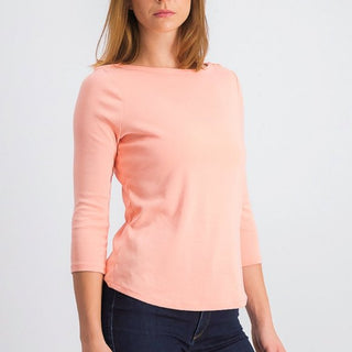 Charter Club Boat-Neck Button-Shoulder Top Peach Size XXL