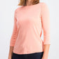 Charter Club Boat-Neck Button-Shoulder Top Peach Size XXL