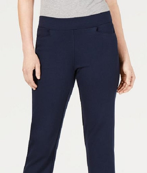 Style & Co Women's Cropped Pull on Straight Leg Pants Blue Size Small