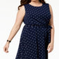 Charter Club Women's Polka Dot A Line Dress Blue Size 1X